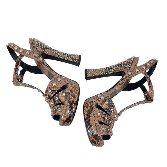 Michael Kors Rosanna Sandals Genuine Python Studded Size 37.5 - Picture 7 of 12